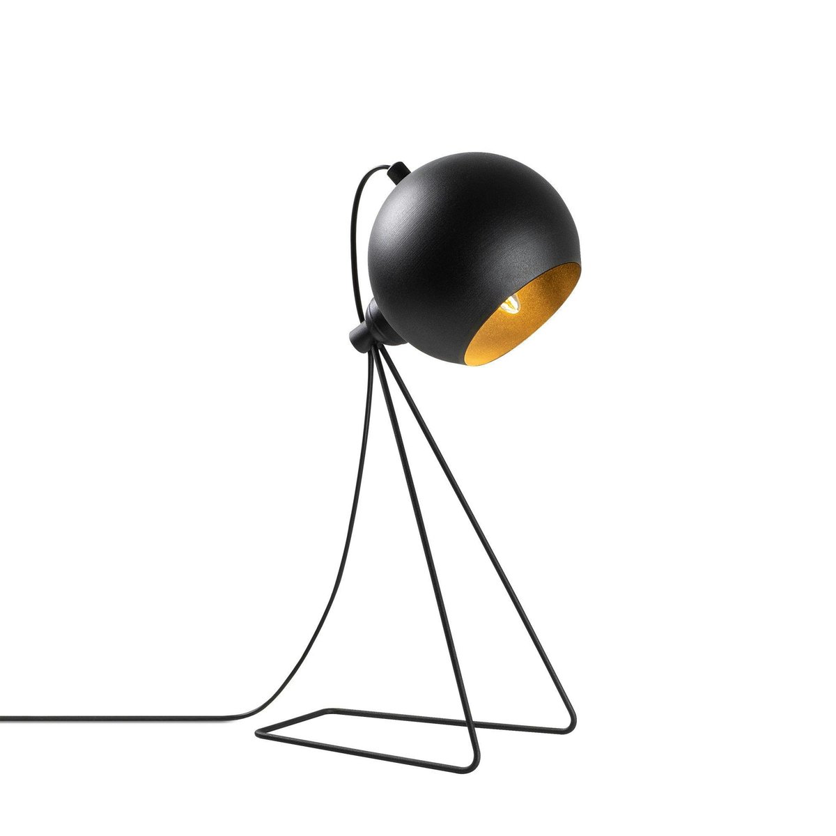 Lampe à poser design noire, abat-jour rond en métal SILE noir, PIER IMPORT