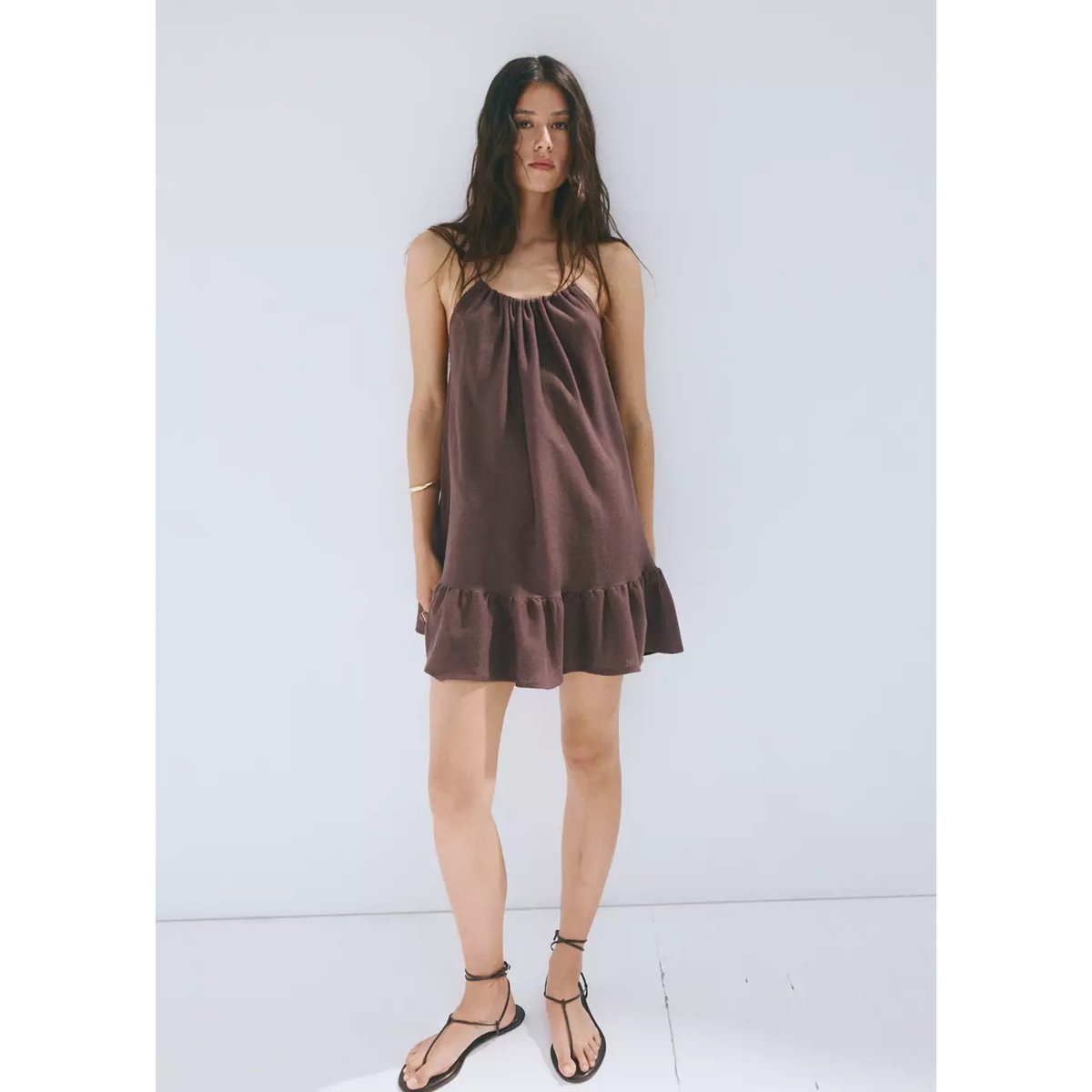 Robe maille col froncé lie de vin, MANGO
