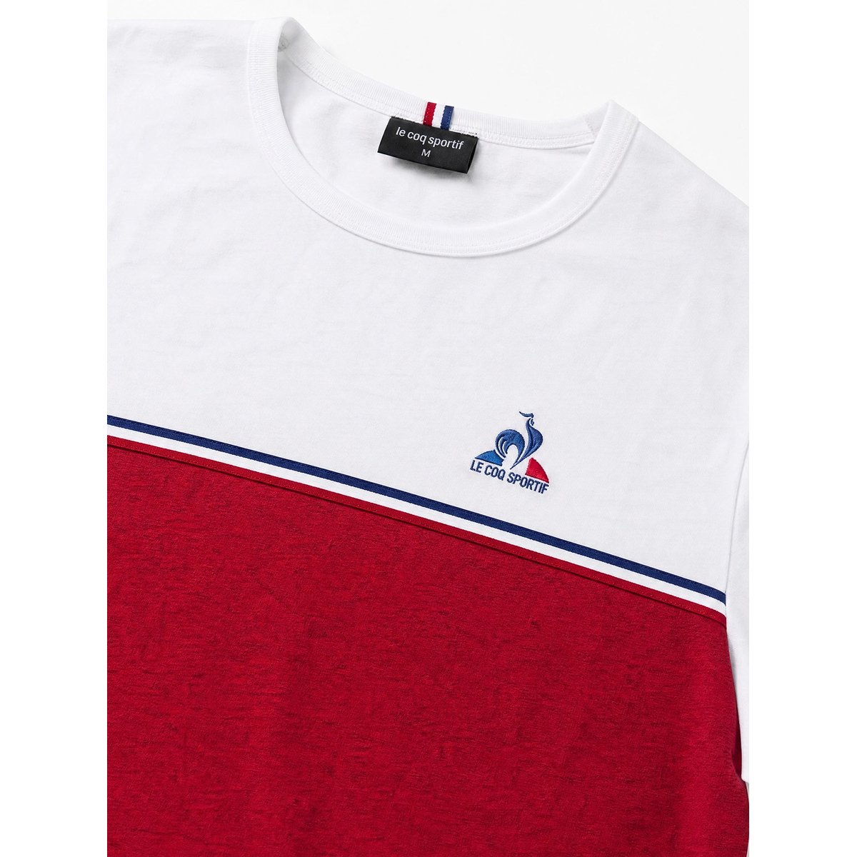 T-shirt en jersey de coton avec bande tricolore Tricolores white, LE COQ SPORTIF