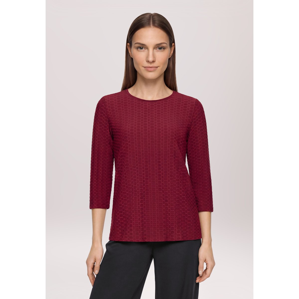 T-shirt basique à encolure ronde maroon banner, BETTY BARCLAY