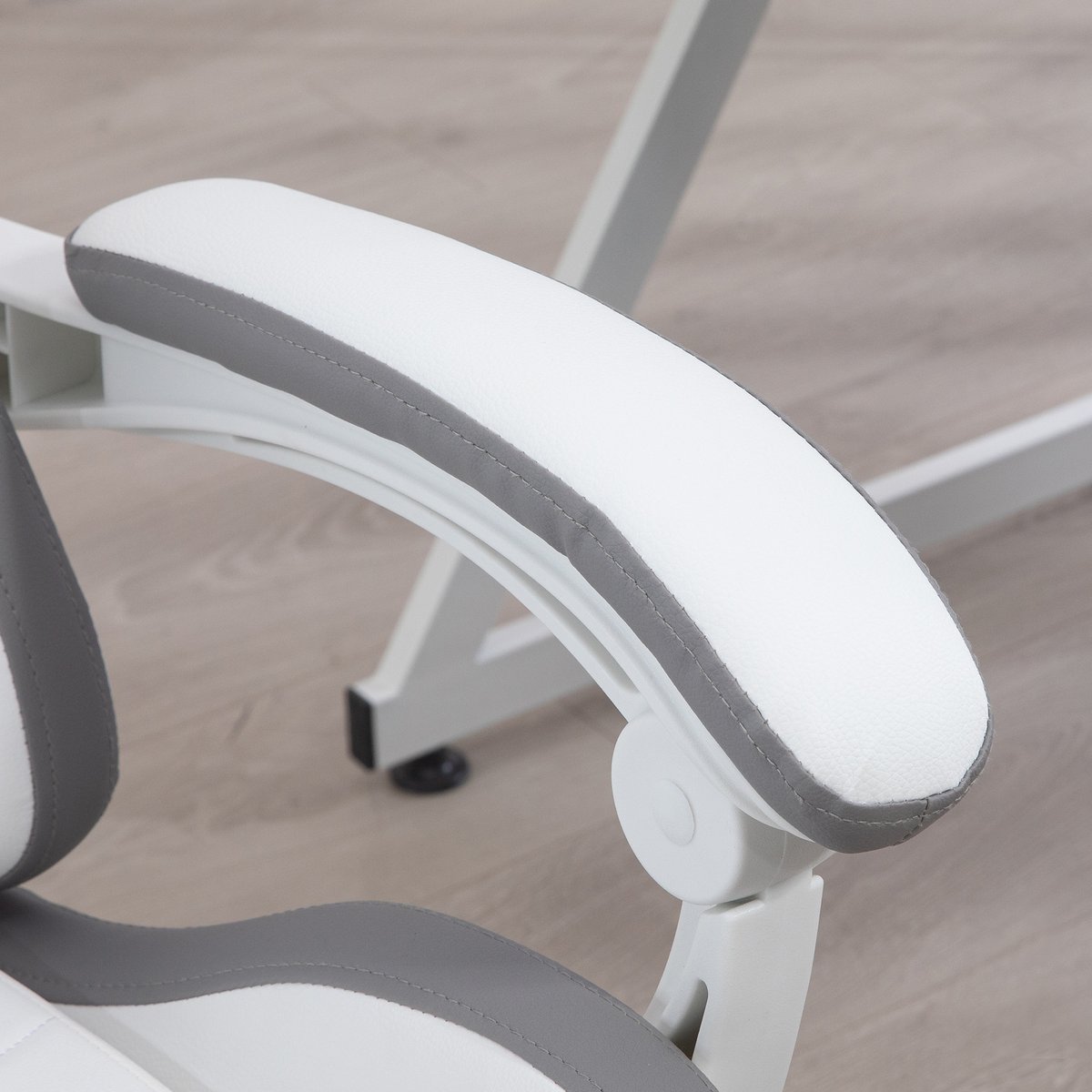 Fauteuil gaming Polyuréthane Blanc et gris blanc, gris, HOMCOM