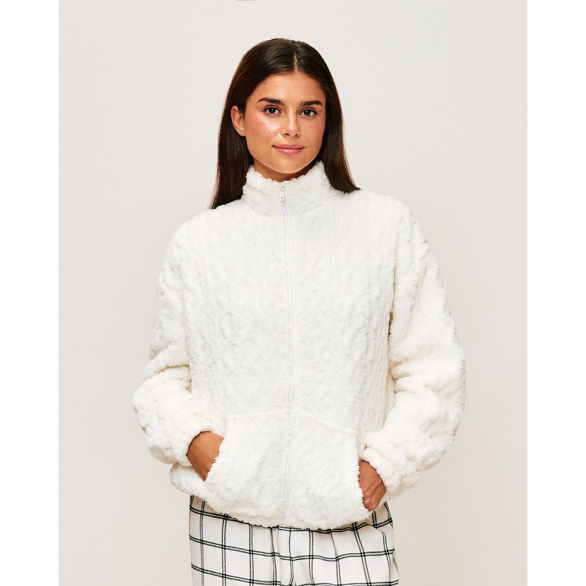 Veste en polaire torsadée FURUNIZ blanc, UNDIZ