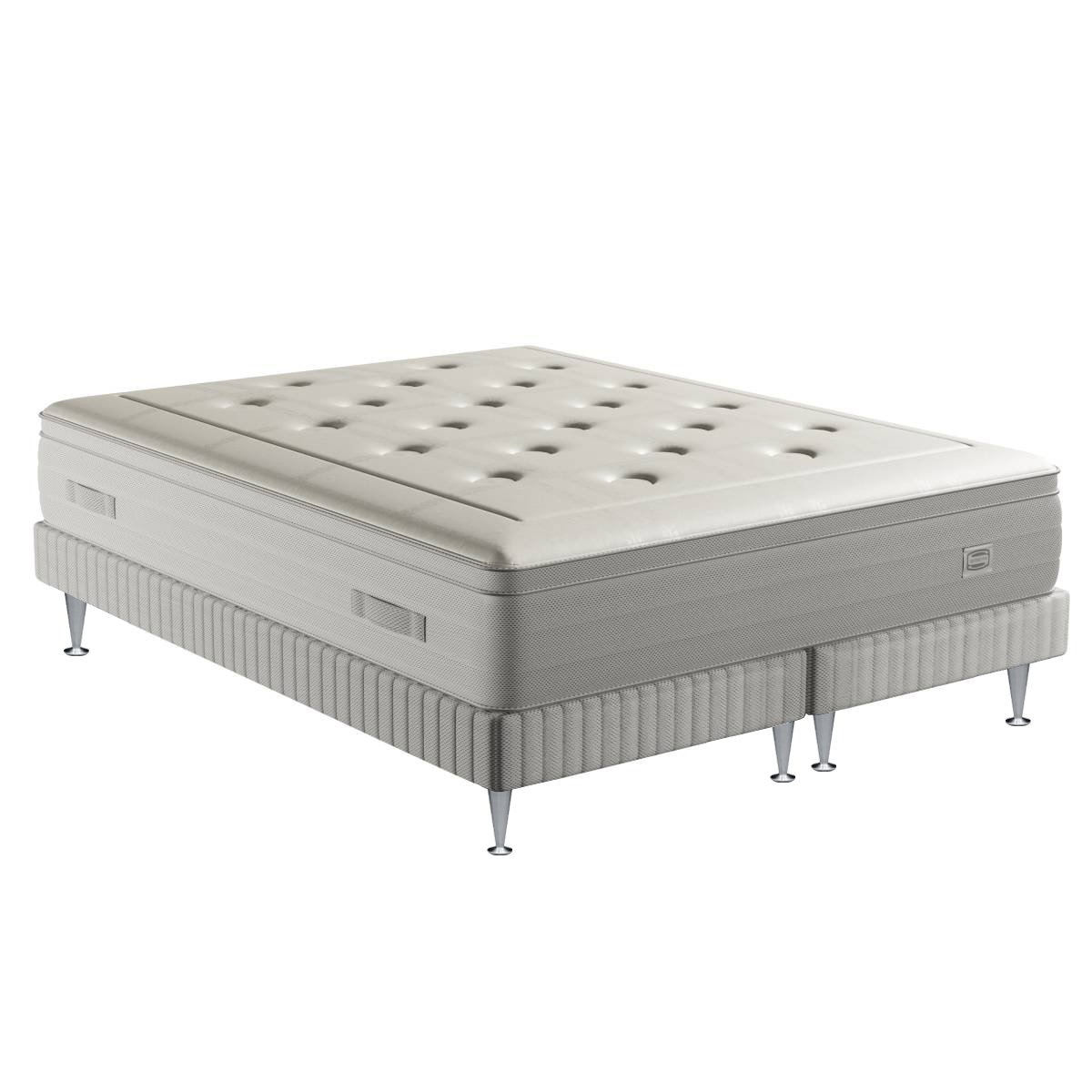 Ens REFLEXION 140x190 matelas H33 Hybride, ferme, sommier blanc, SIMMONS