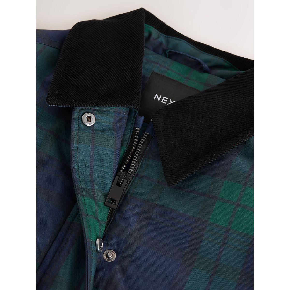 Barn jacket imperméable carreaux bleu marine/vert, NEXT
