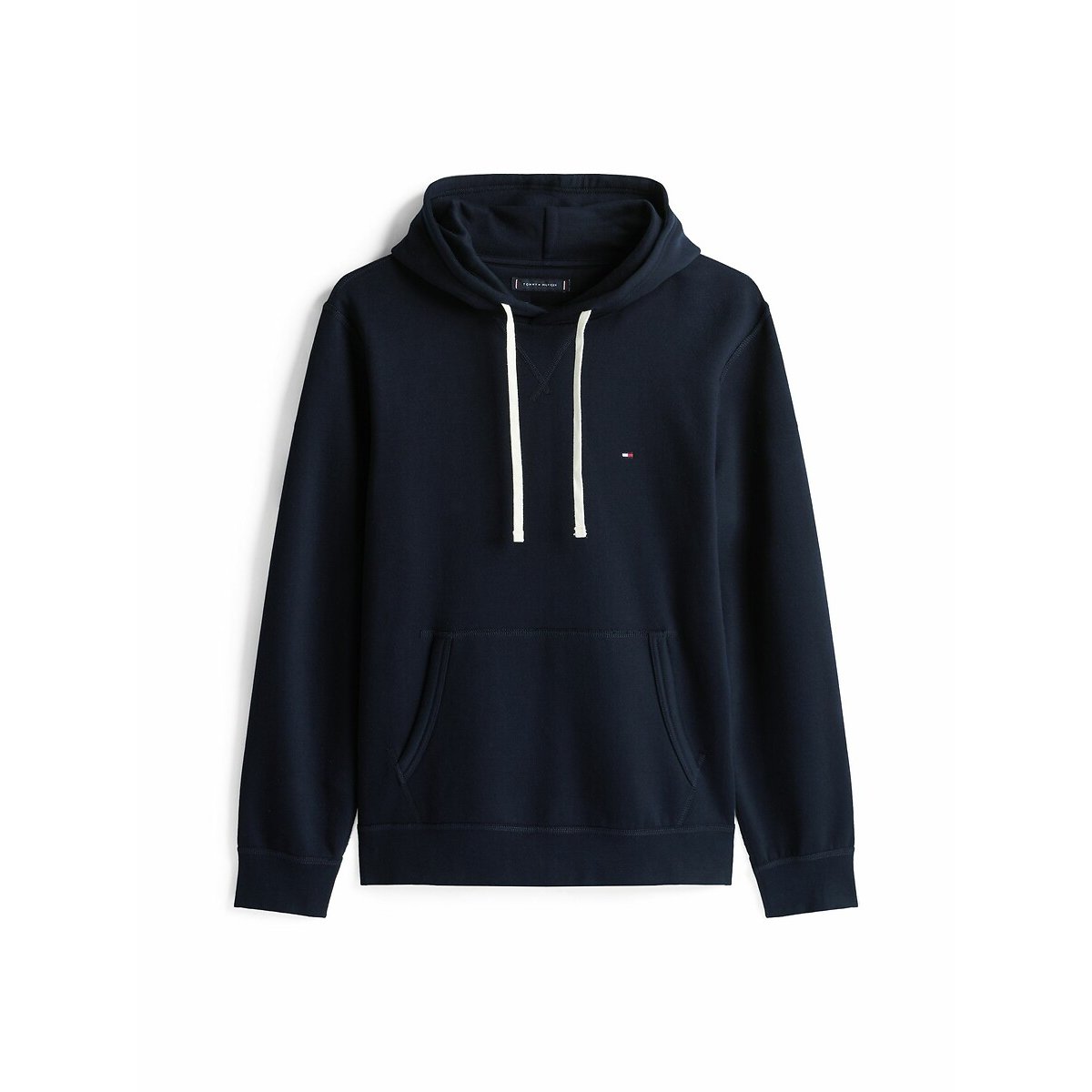 Fleece sweater met kap en trekkoord marineblauw, TOMMY HILFIGER