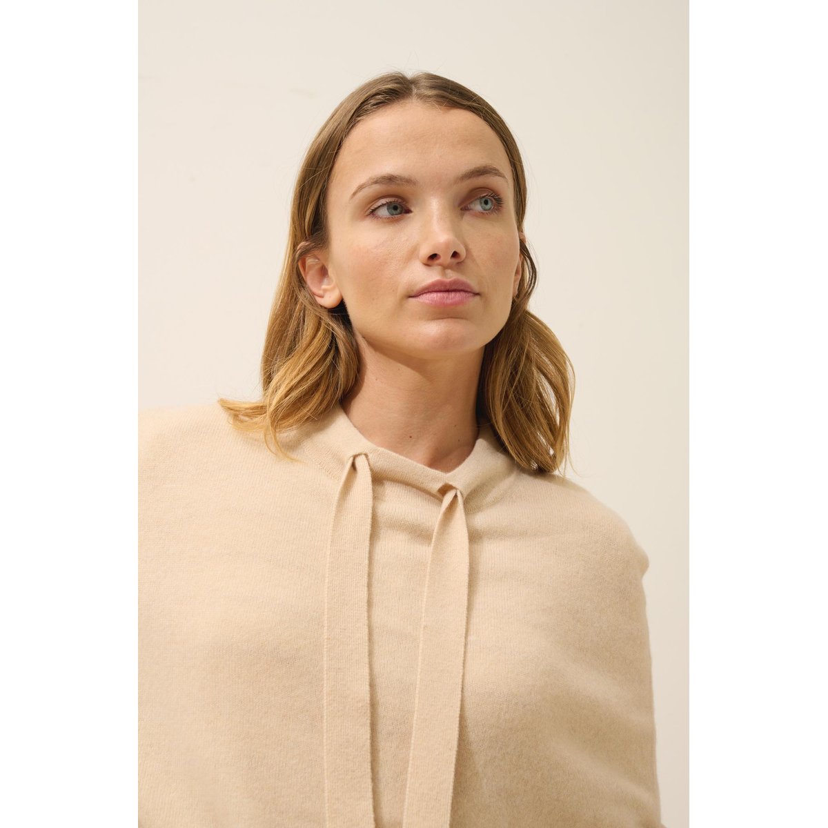 Cape Col Rond Cordon Coulissant Sable Miamar beige, JUST CASHMERE