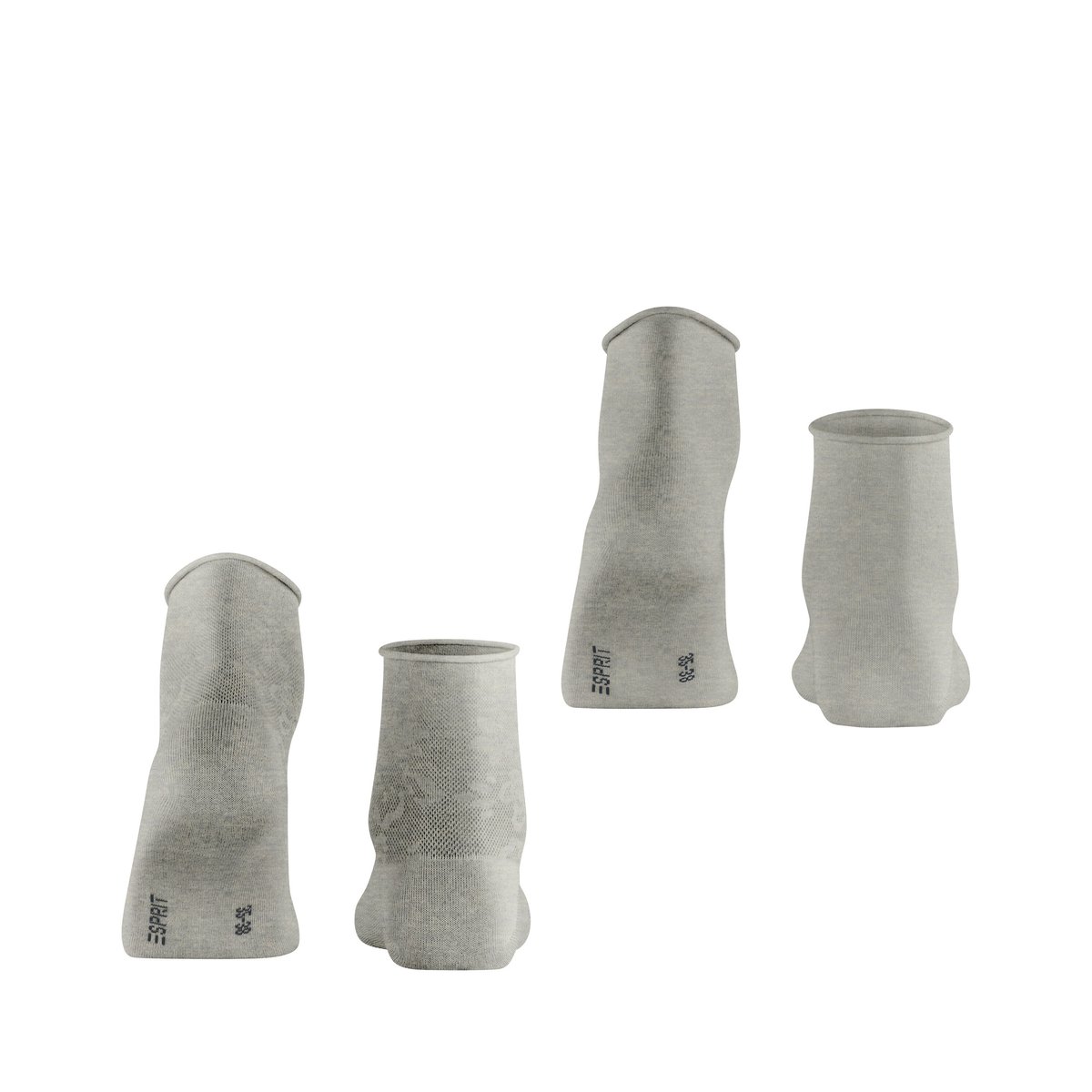 Chaussettes courtes Lacy Flowers 2-Pack Transparent gris, ESPRIT