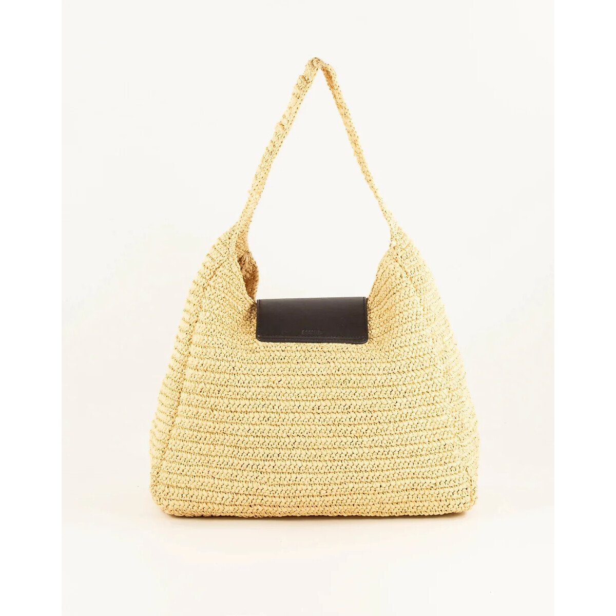 Gehäkelte Hobo-Bag mit Lederklappe MAELUZ natur, SESSUN