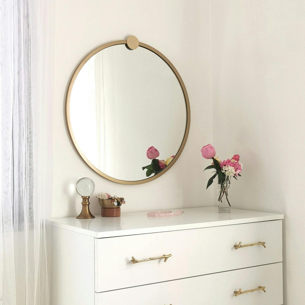 Miroir de salle de bains doré Ø60 cm - style moderne CODY doré, PIER IMPORT