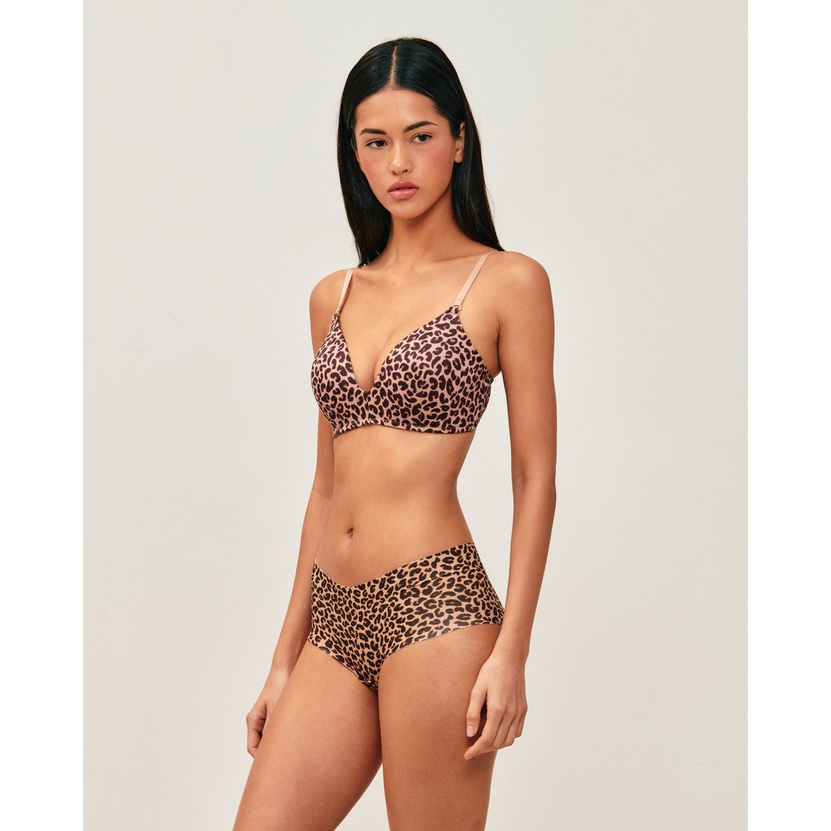 Soutien-gorge ampliforme en microfibre imprimé léopard INVISIBLIZ PRI marron, UNDIZ