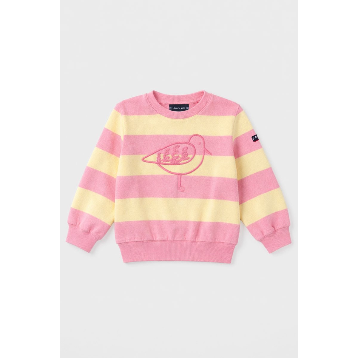 Sweat rayé Kids - coton rustique dahlia/pop corn, ARMOR-LUX