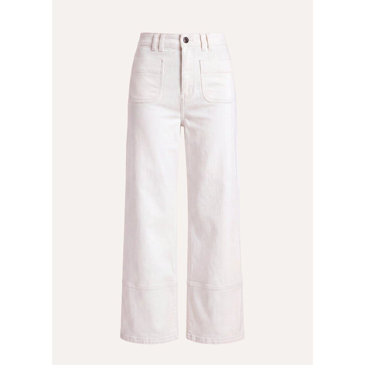 Jean droit taille haute en coton biologique blanc, LA FEE MARABOUTEE