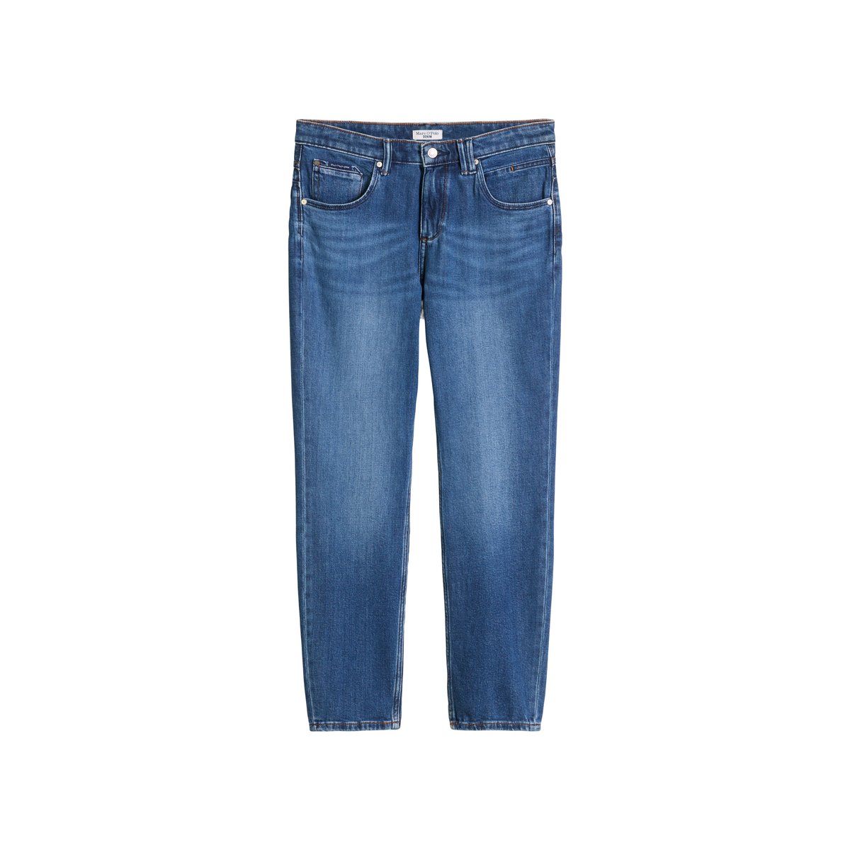 Jeans modèle Freja boyfriend cropped en mélange de coton organique bleu foncé, MARC O’POLO DENIM
