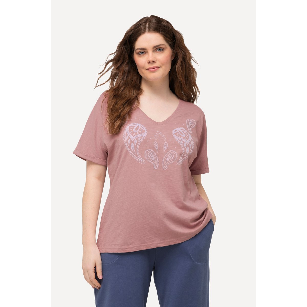 T-shirt à imprimé floqué rose, ULLA POPKEN