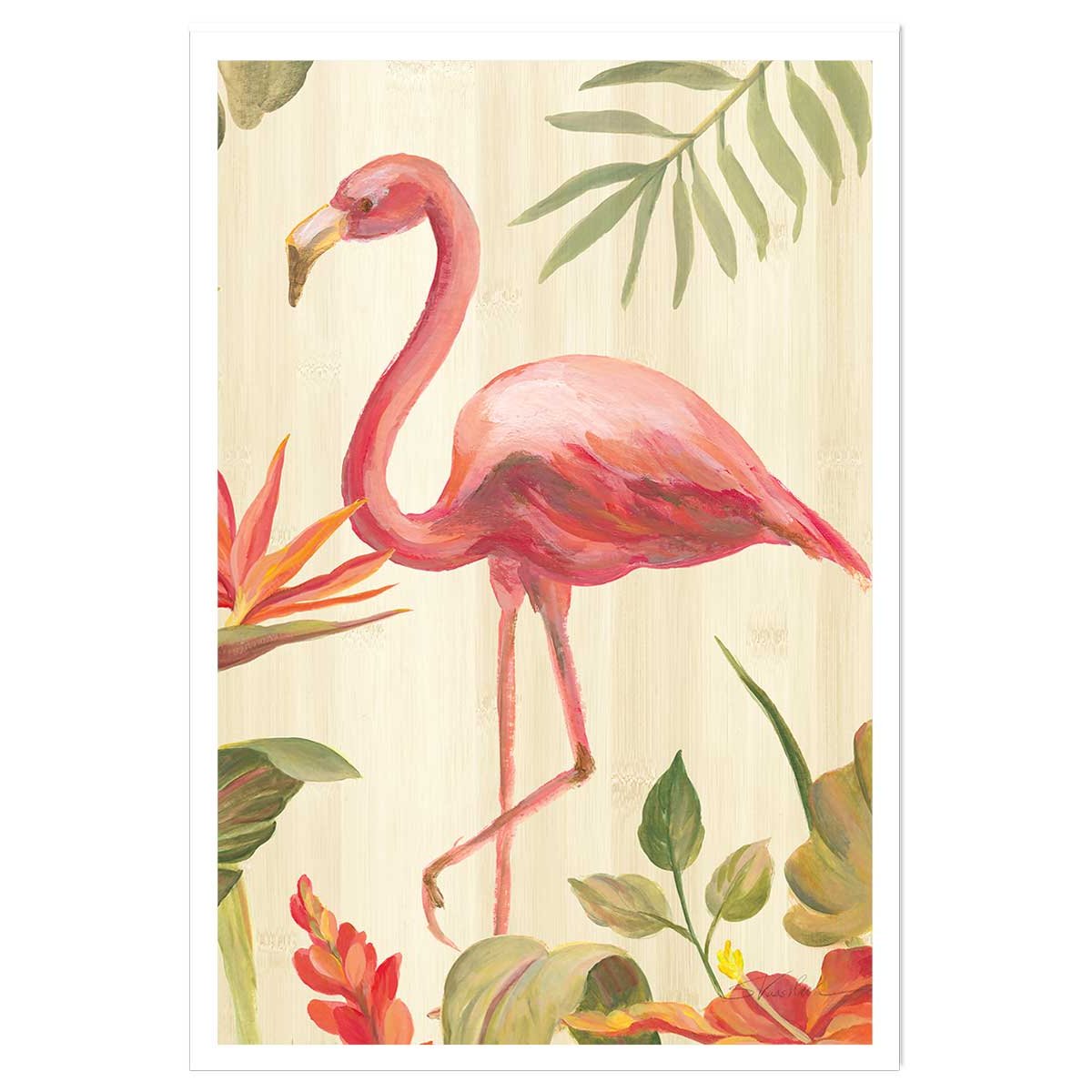 Poster Flamant rose tropical affiche seule, HEXOA