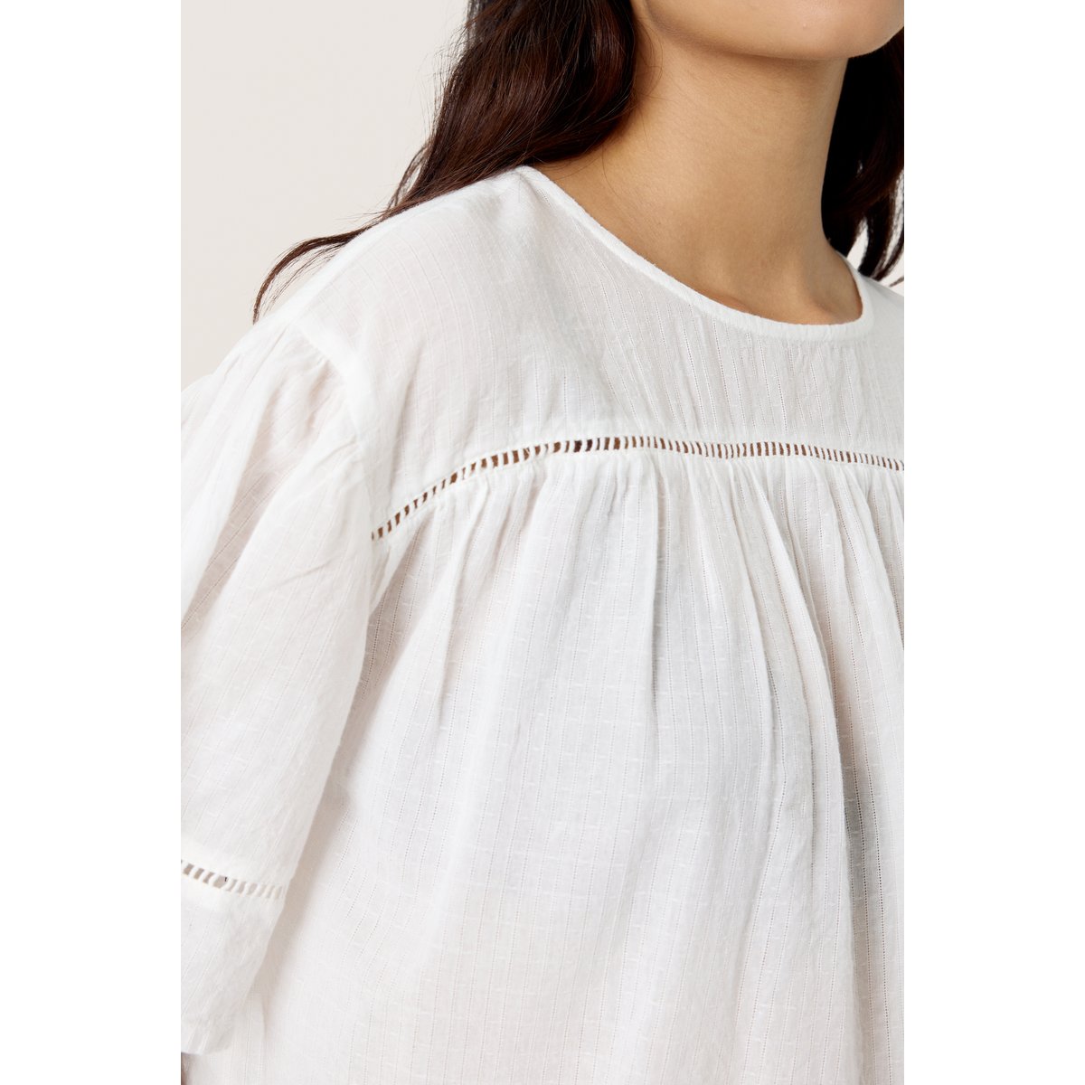 Blouse with short sleeve blanc broken white, SOAKED IN LUXURY