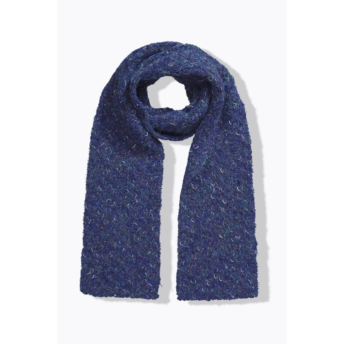 Fine écharpe en tricot côtelé, aspect chiné bleu encre, ULLA POPKEN