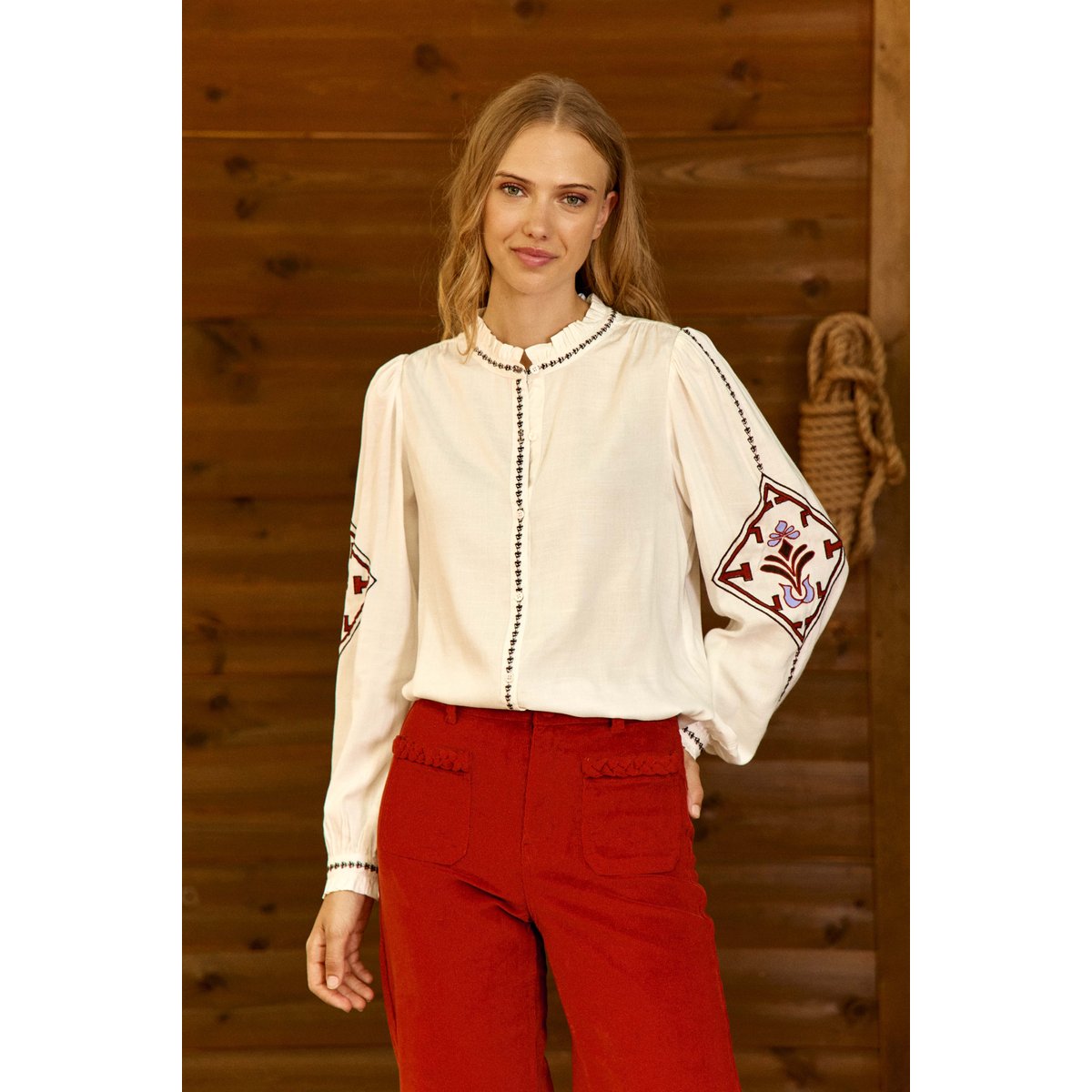 BLOUSE imprimé ethnique BINA 11-ecru, LA PETITE ETOILE