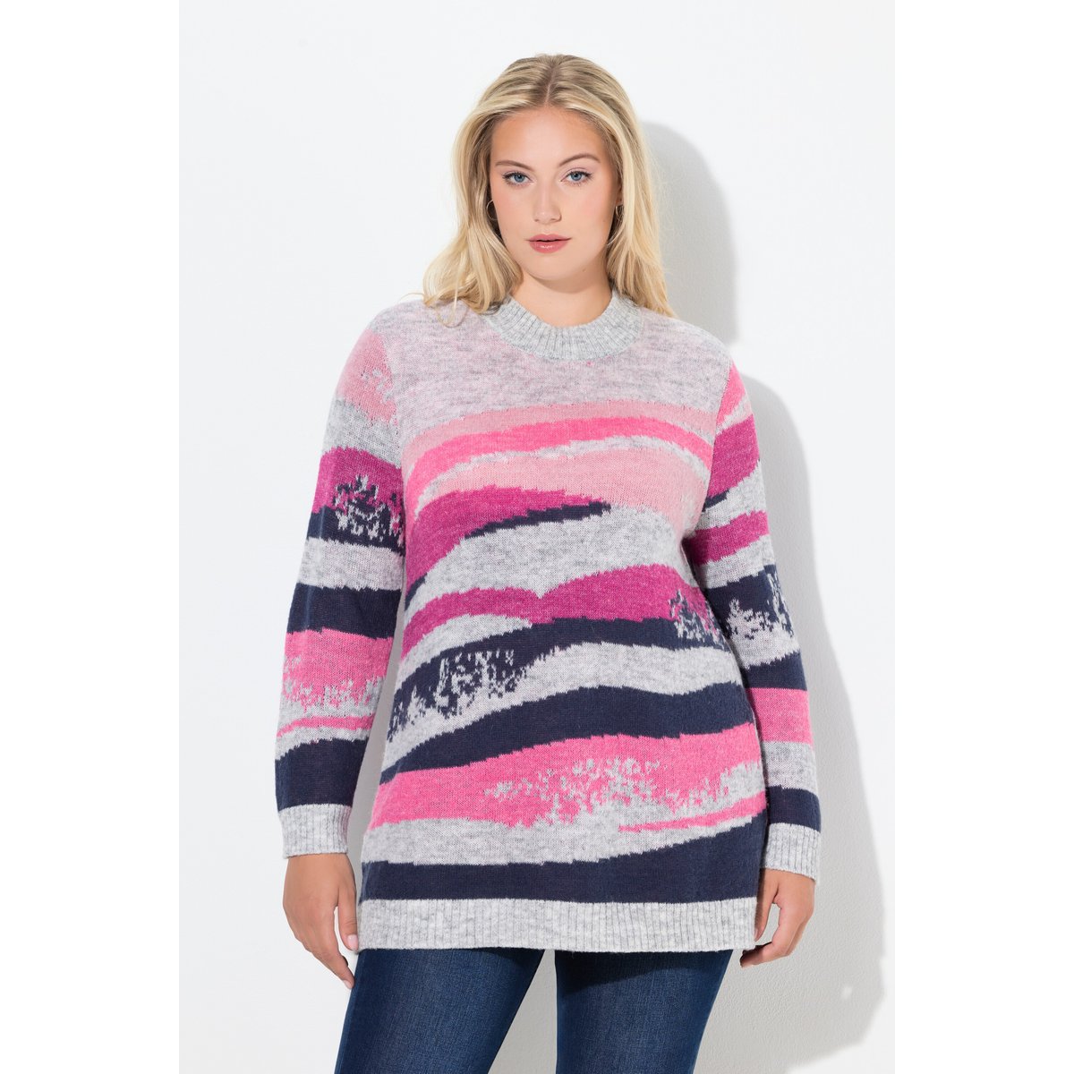 Pull col rond et manches longues gris clair chiné, ULLA POPKEN