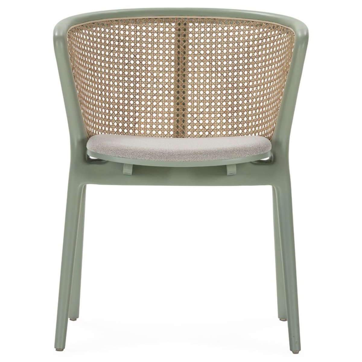 Chaise en hêtre et rotin vert, naturel et beige, RECOLLECTION