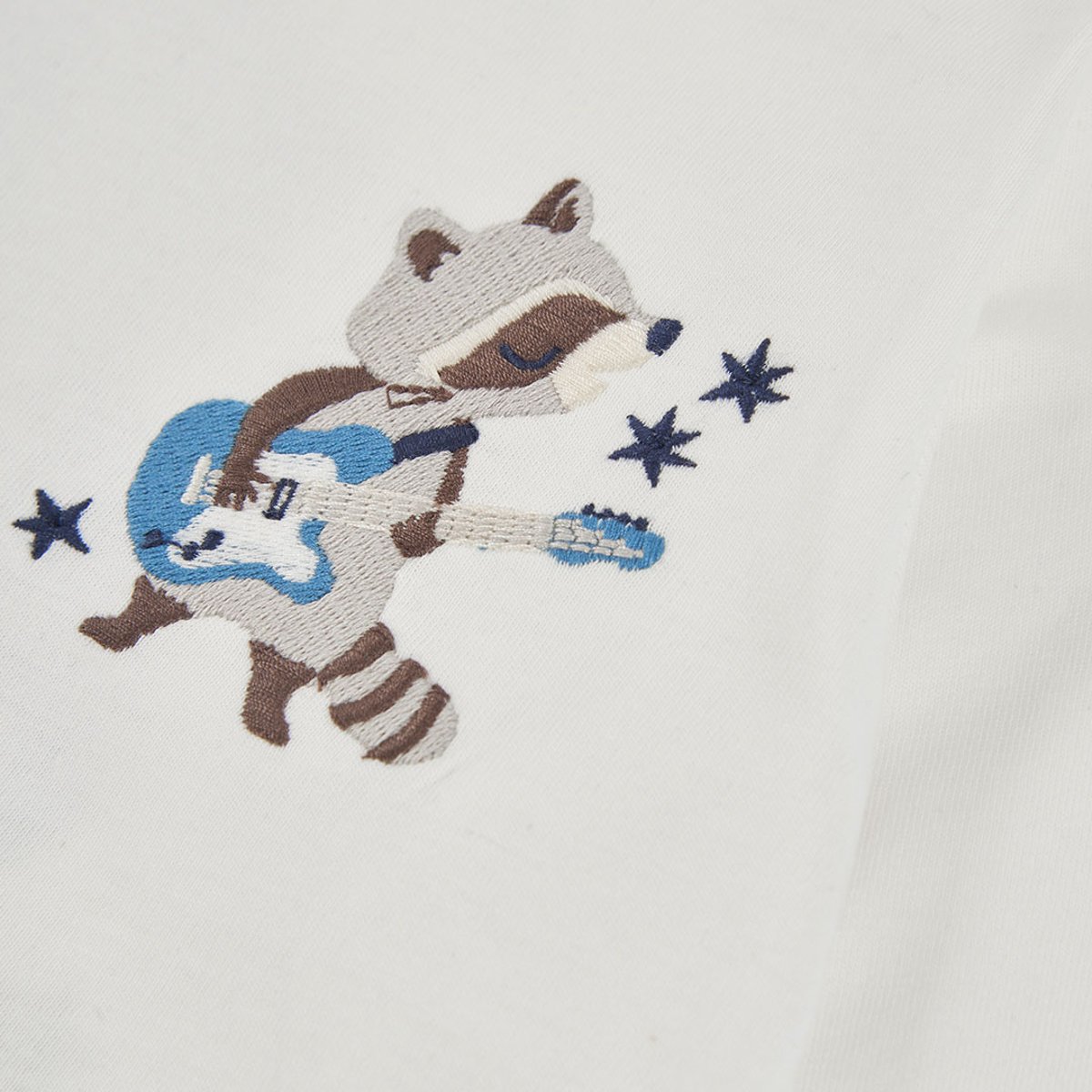 T-shirt garçon maille imprimé raton laveur blanc, BOBOLI
