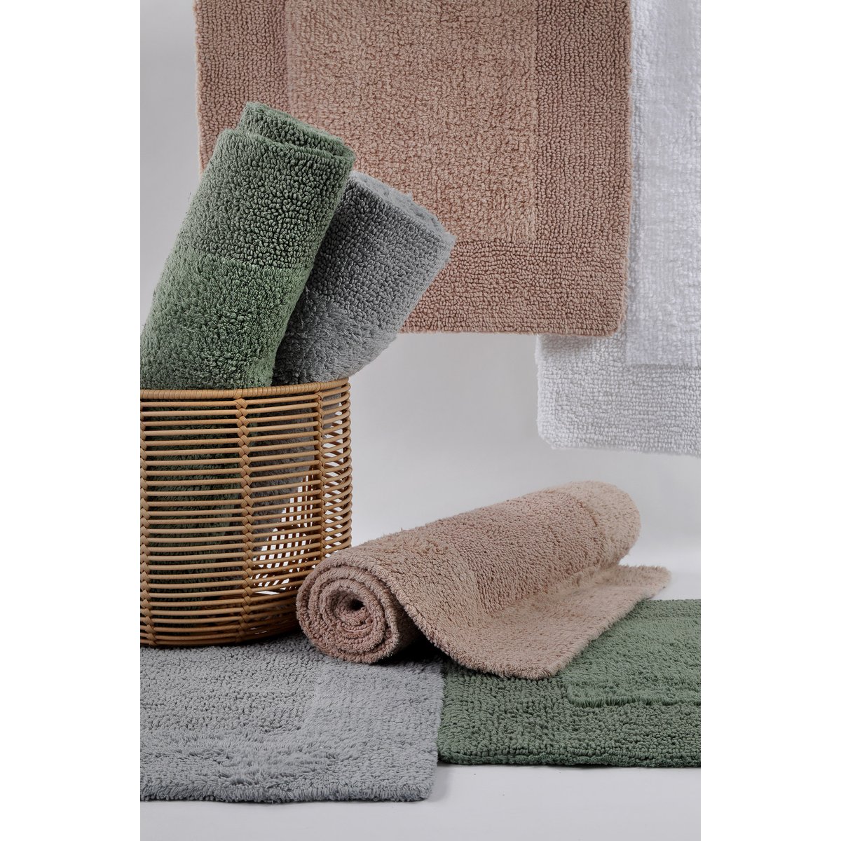Tapis de bain coton doux réversible , FINN gris, WECON HOME
