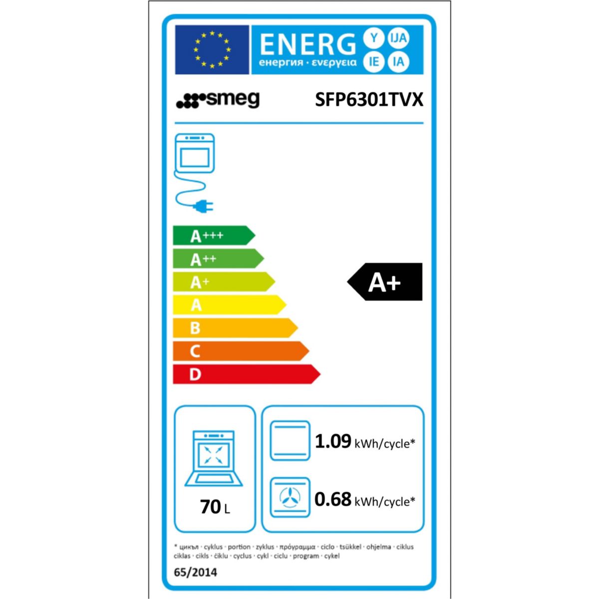 Four encastrable SFP6301TVX - Pyrolyse - Chaleur pulsée - Porte froide inox, SMEG