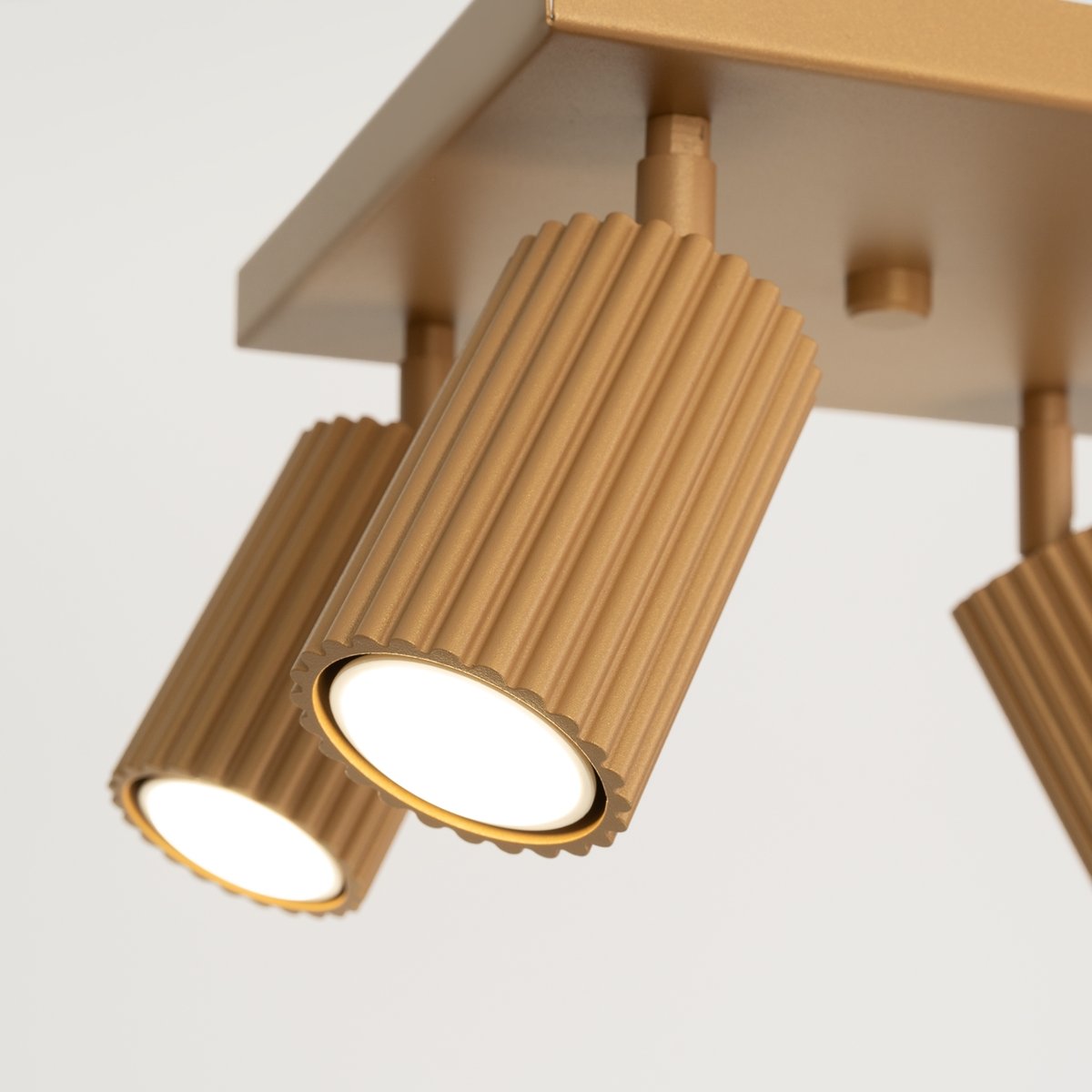 Plafonnier Aluminium Doré GU10 4 Karbon jaune, EDEN