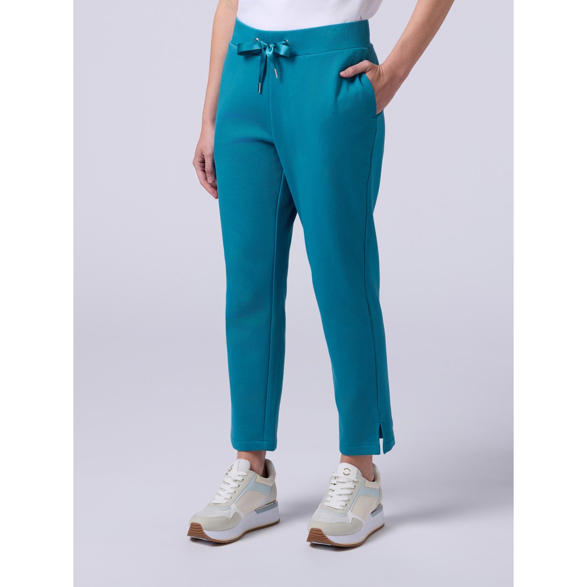 Cotton blend joggers petrol blue, OLTRE