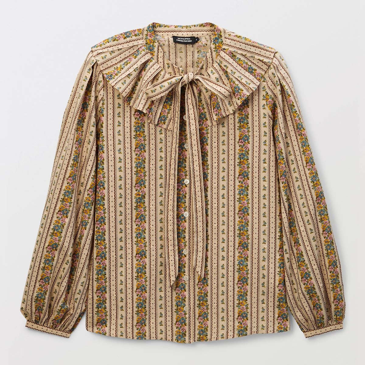 Blouse manches longues imprimée en coton BIO GOTS pleurote, MONOPRIX