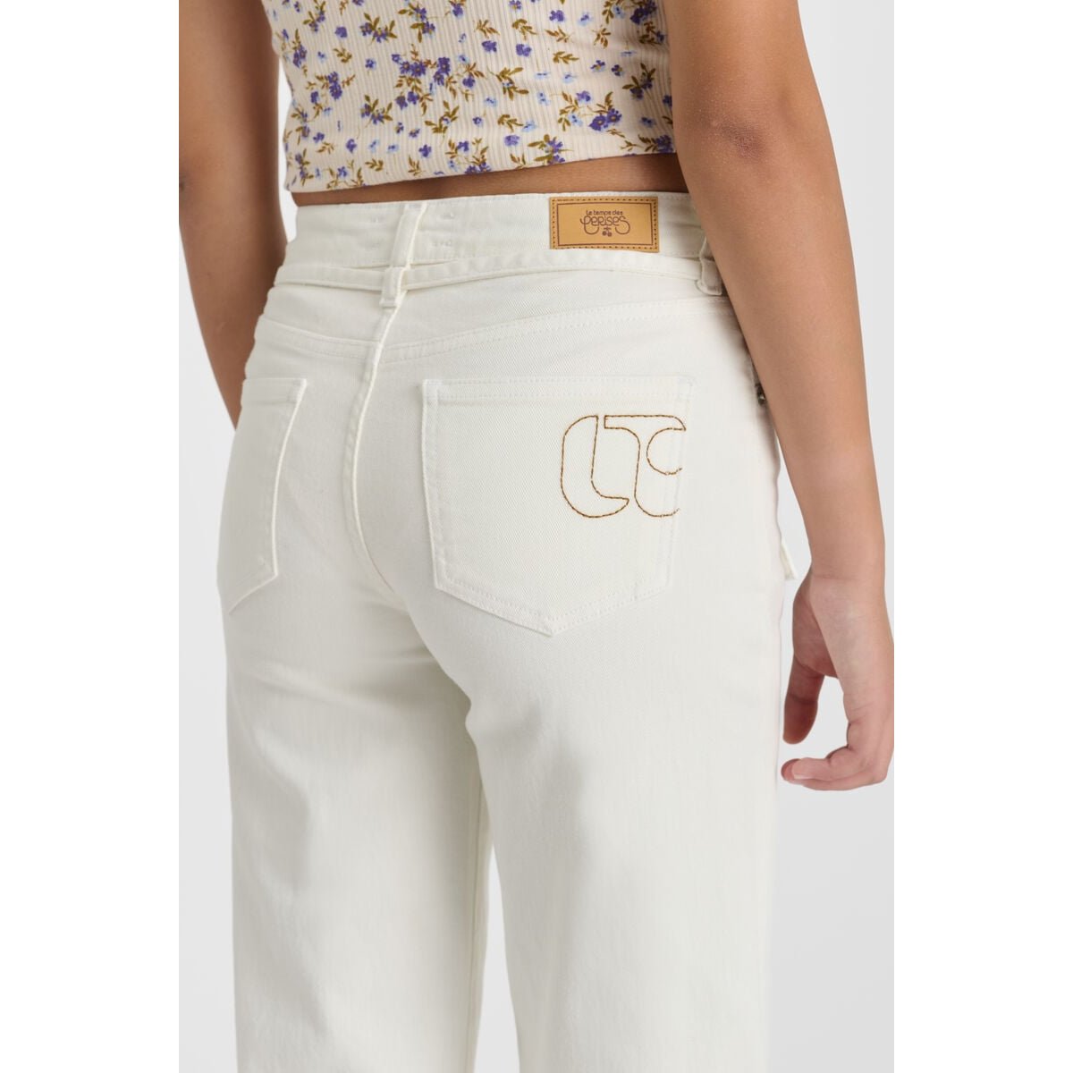 Pantalon flare en jeans ALEXGI white, LE TEMPS DES CERISES