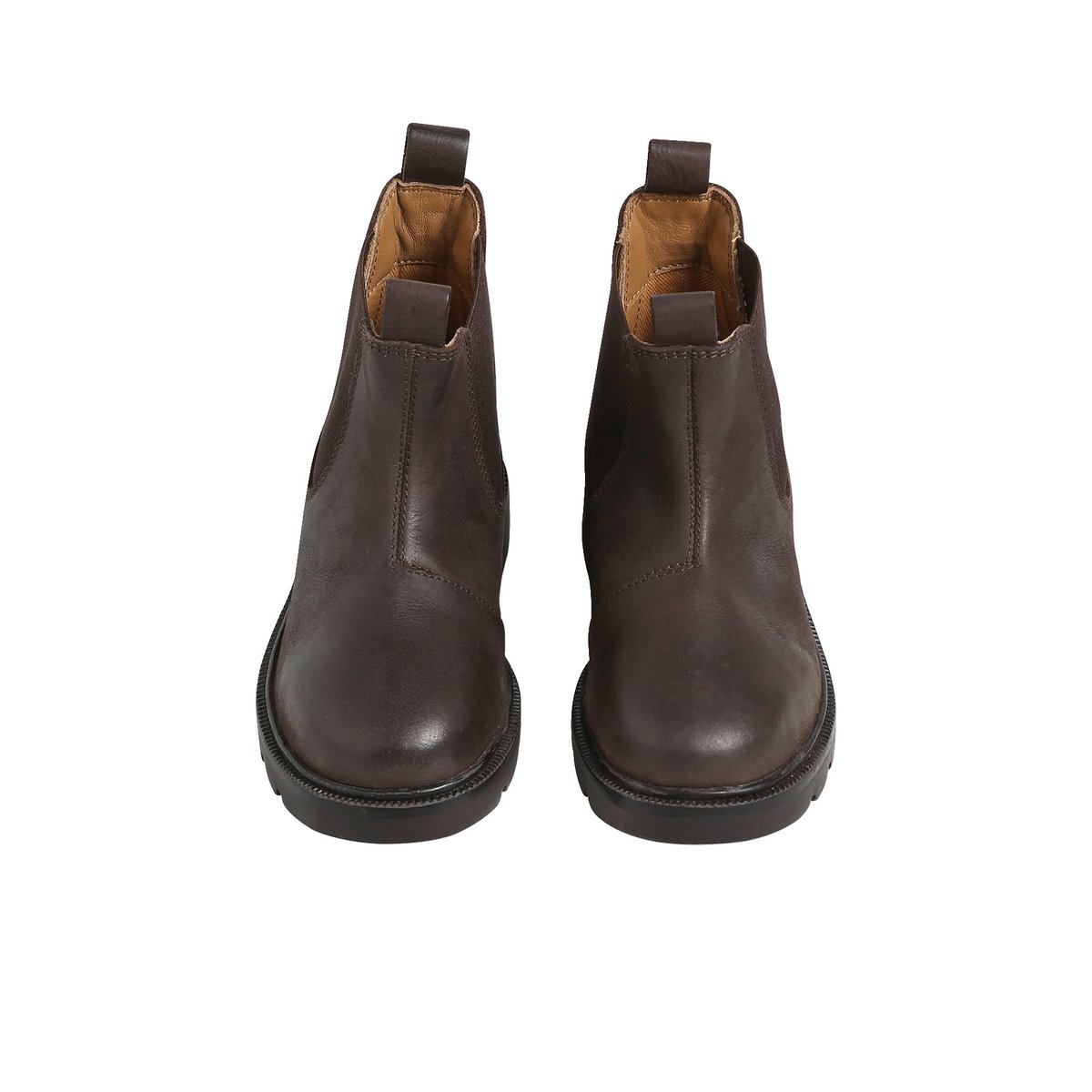 Boots cuir élastiquées brun, VERTBAUDET