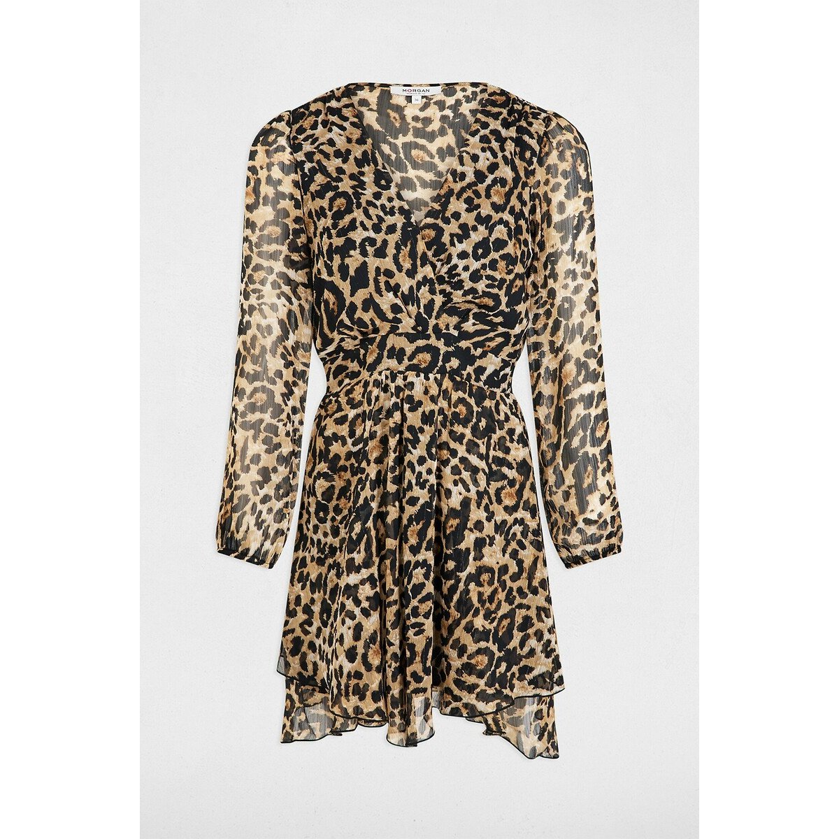 Printed Fitted Short Dress leopard print, MORGAN