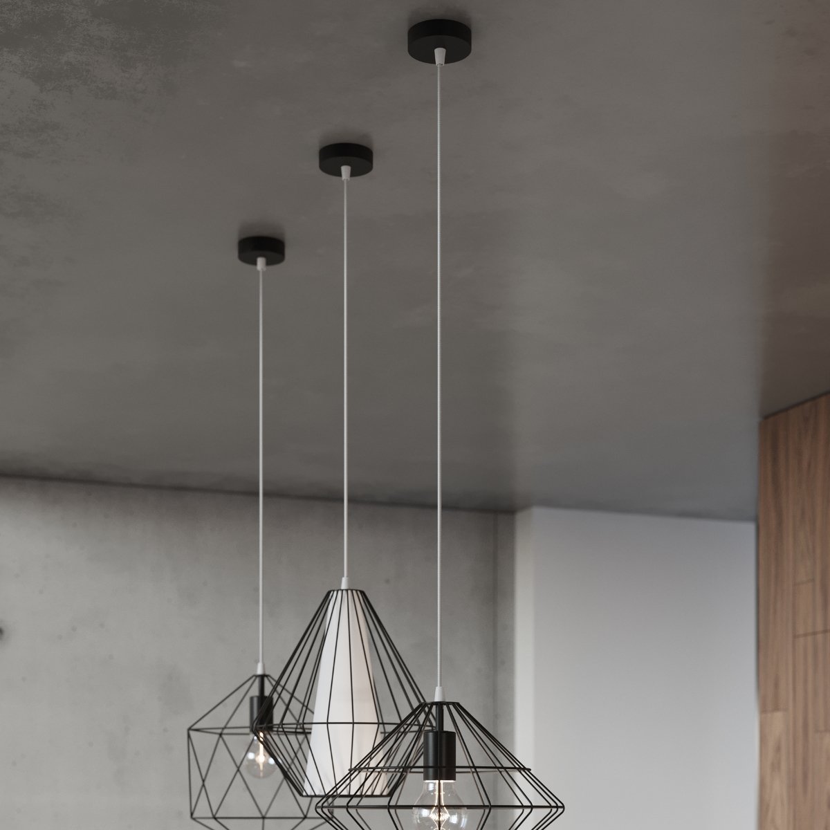 Suspension Acier Noir E27 1 Umberto noir, EDEN