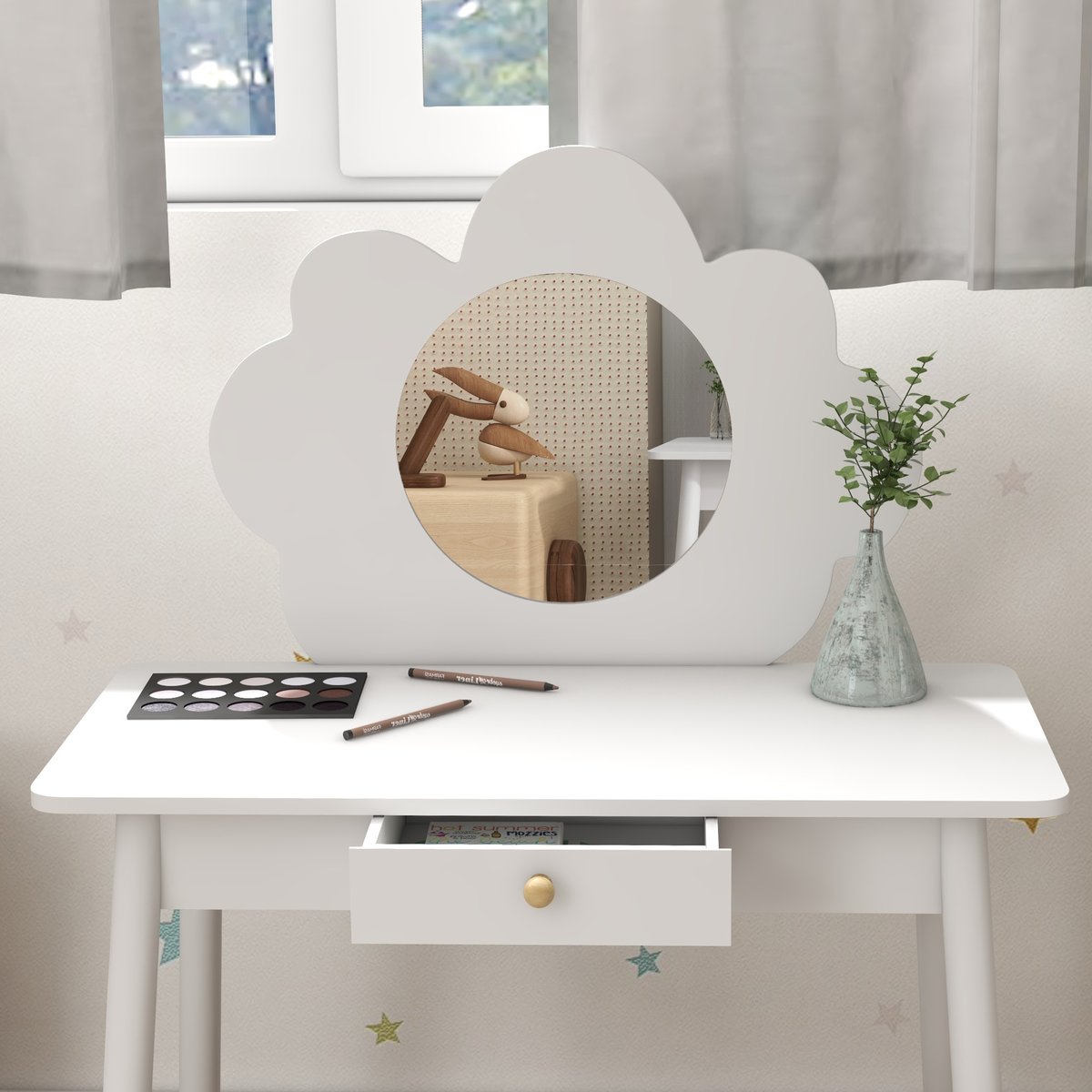 Ensemble de coiffeuse pour enfants MDF Blanc blanc, AIYAPLAY