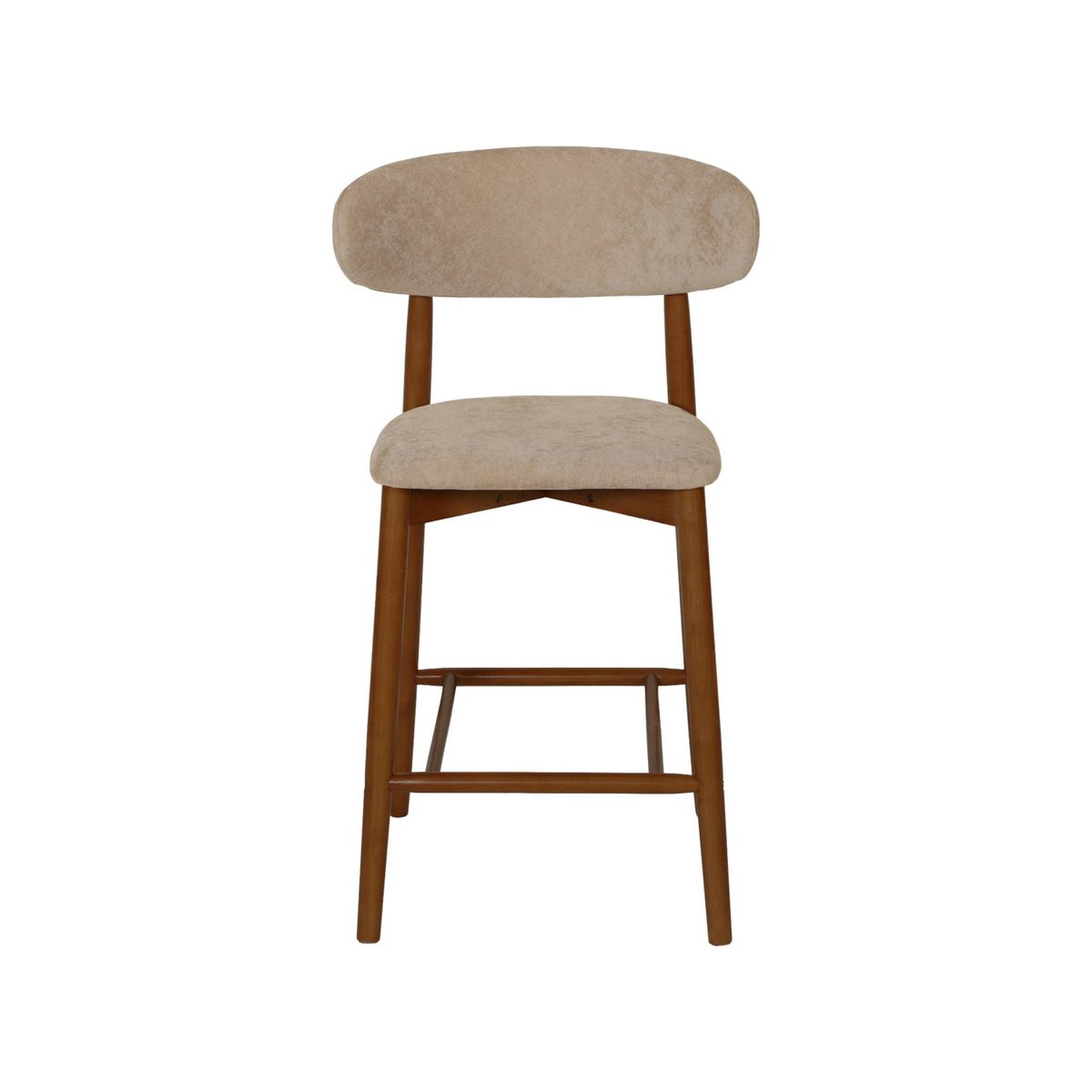 Tabouret de bar bois d'hévéa noyer et tissu chenille (lot de 2) PAOLA noyer, SWEEEK