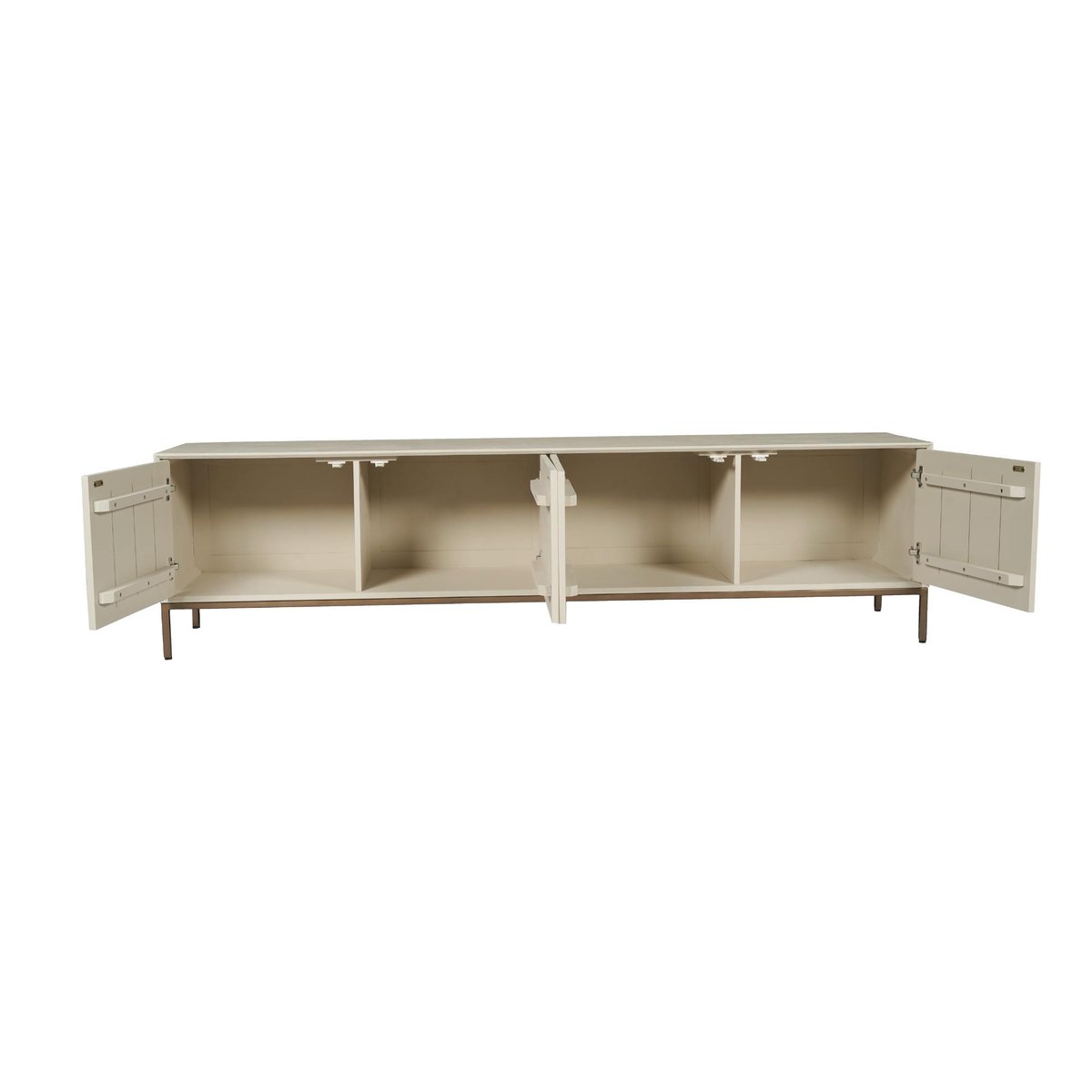 Meuble TV 165 cm 4 portes rainurées CORTINA beige, PIER IMPORT