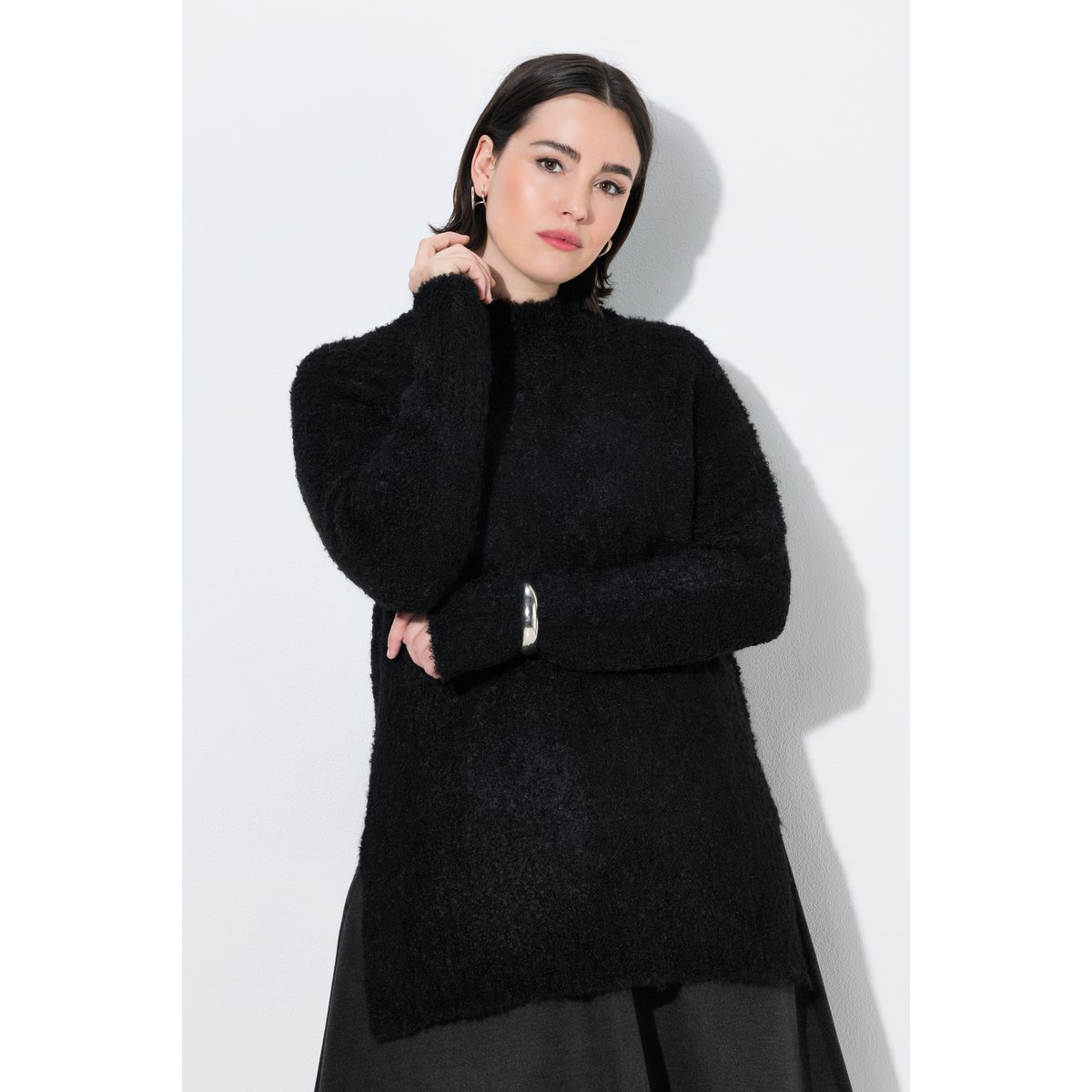 Pull en fine maille bouclée noir, ULLA POPKEN