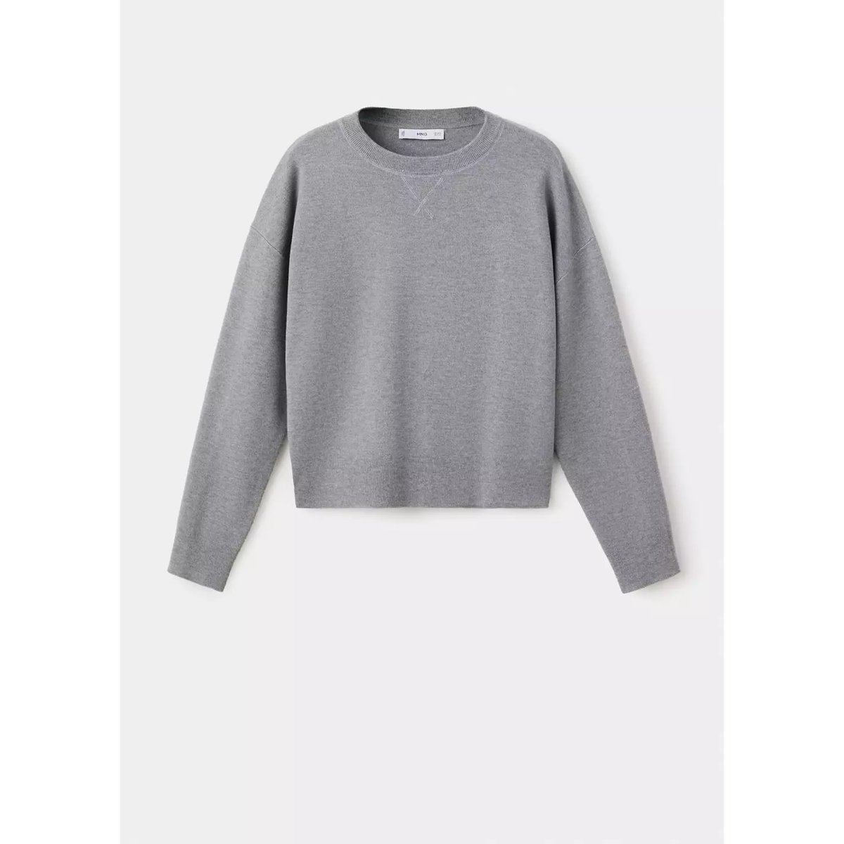 Pull en maille à col rond gris, MANGO