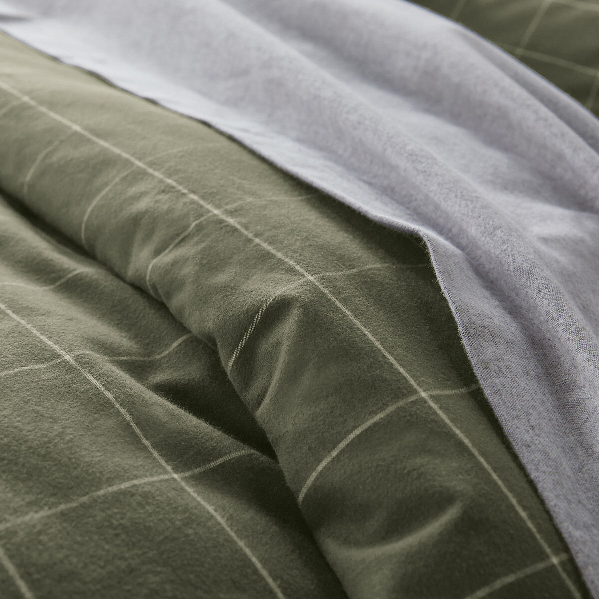 Housse de couette flanelle, Charlie Kaki kaki, LA REDOUTE INTERIEURS