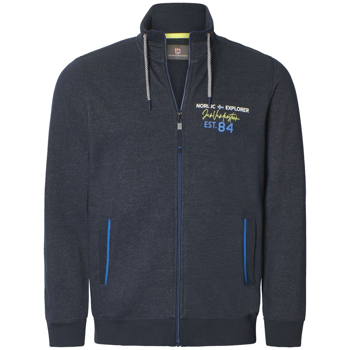 Veste en molleton YORIN bleu foncé mélange, JAN VANDERSTORM