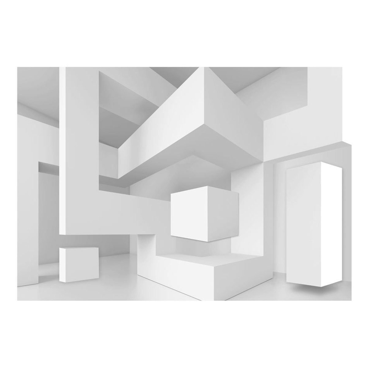 Papier peint intissé panoramique 3D et Perspective White geometry blanc, EDEN
