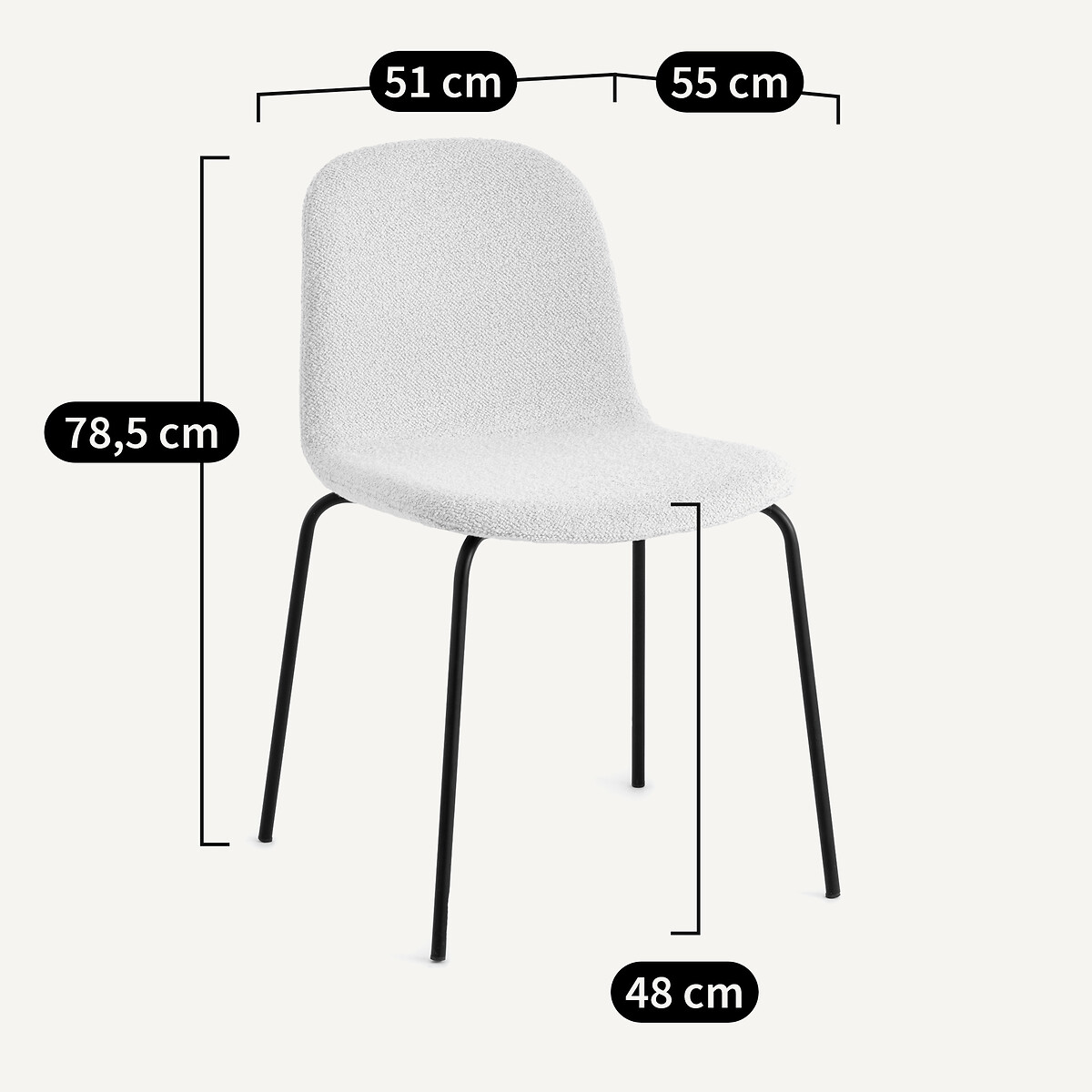 Sedia bouclé, Tibby gesso, AM.PM