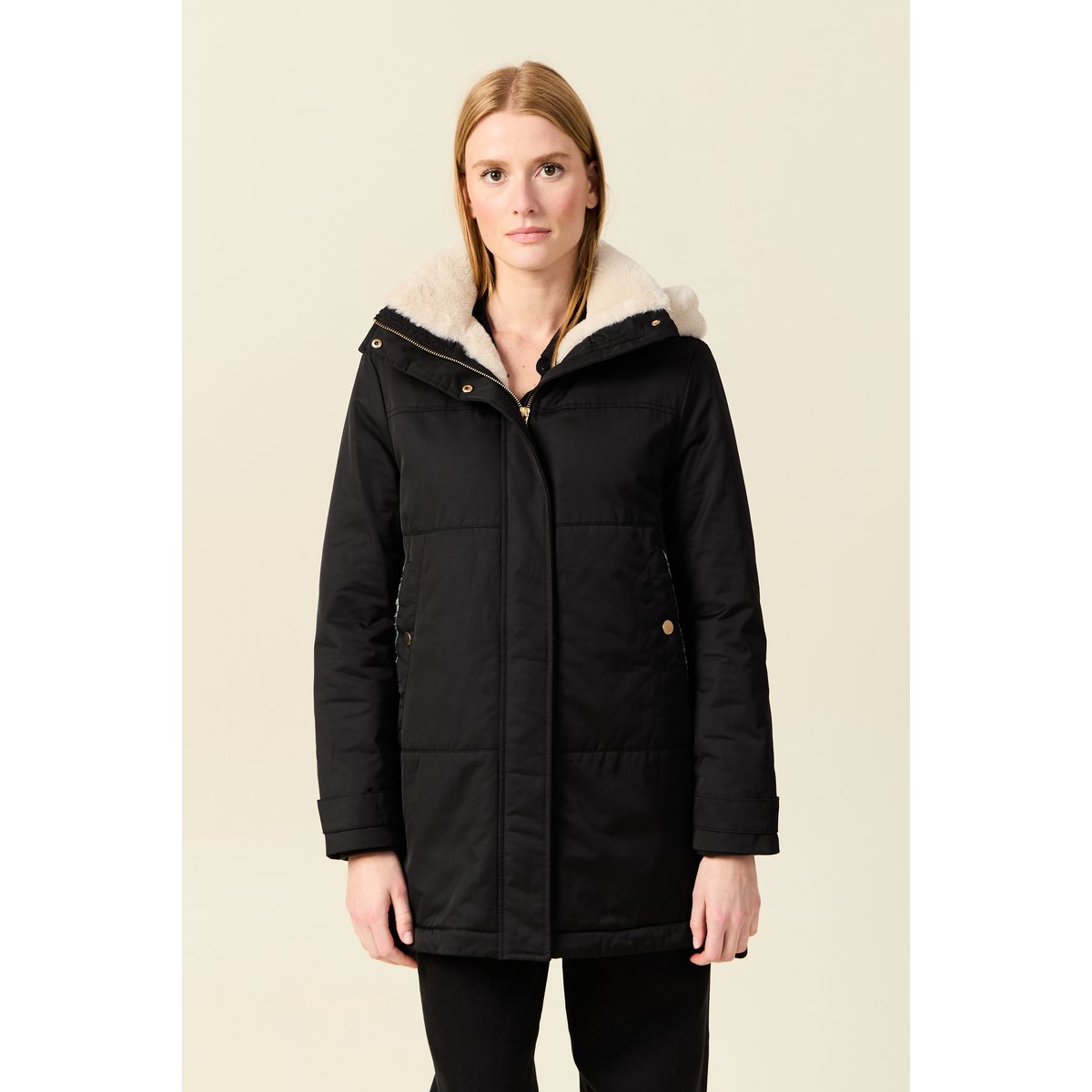 Parka droite à capuche noir, BONOBO
