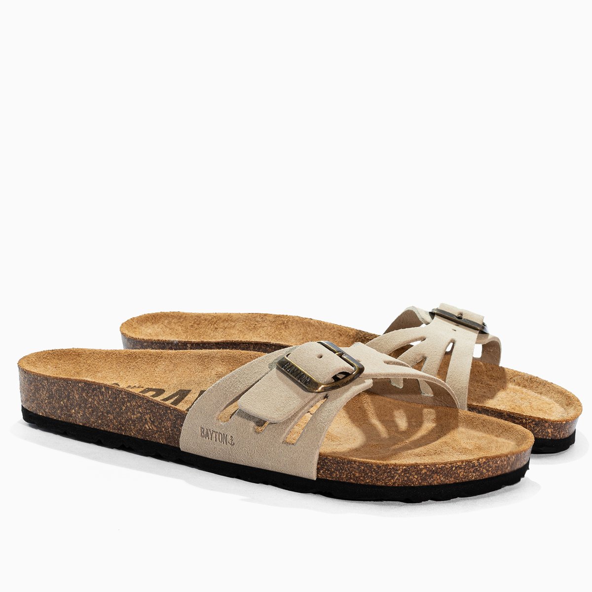 Sandales en cuir suédé ATHENA beige, BAYTON