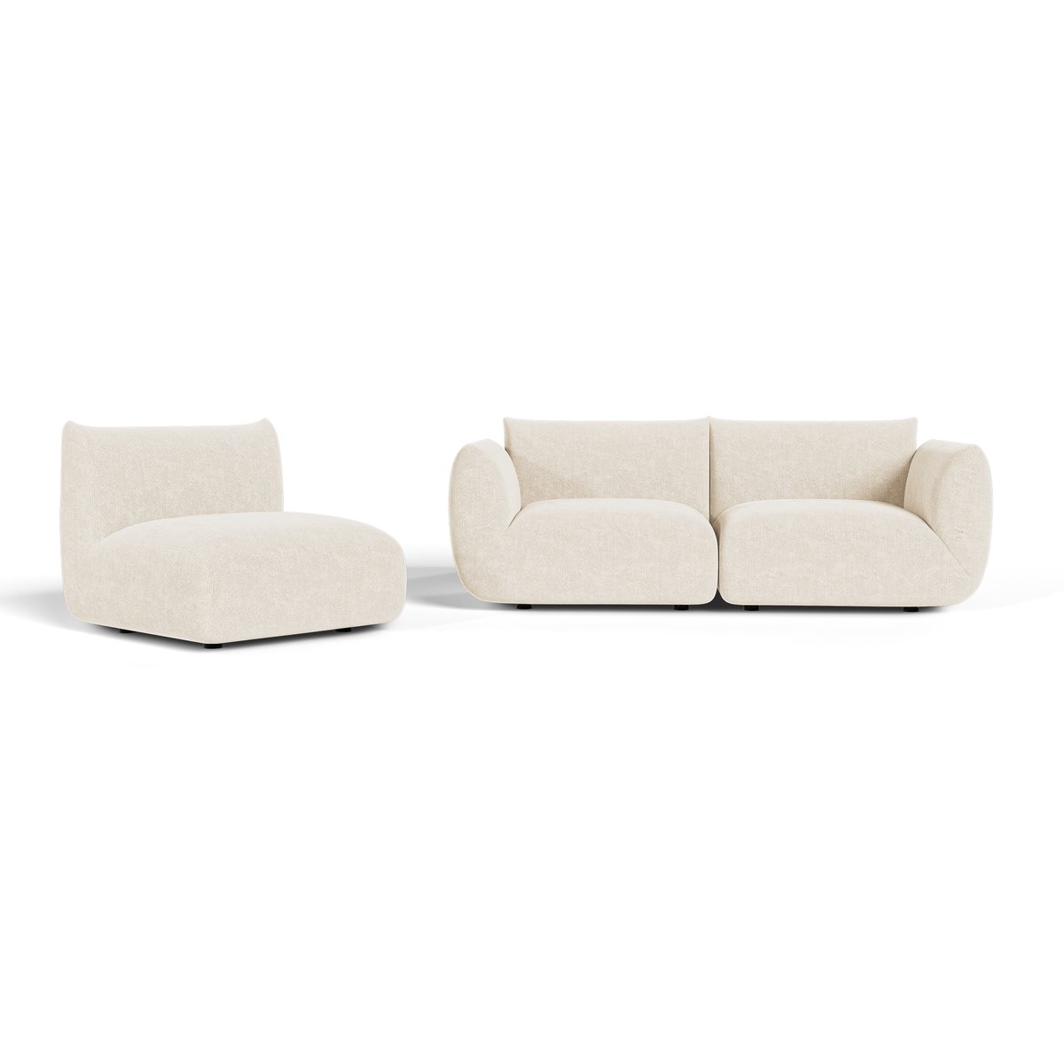 Canapé modulable 5 places en velours chenillé NOOMA crème, SIA HOME