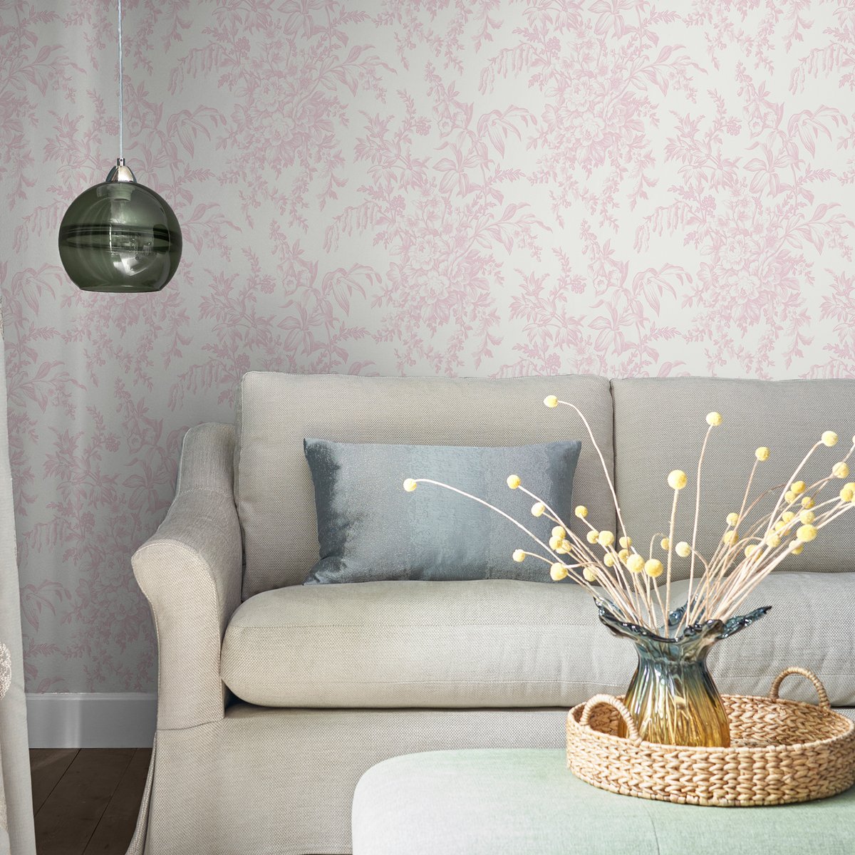 Papier peint Fleurs Picardie Pétale rose, LAURA ASHLEY