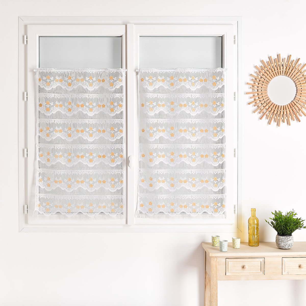Modulable maille motif fleur - QABANE blanc, HOME MAISON