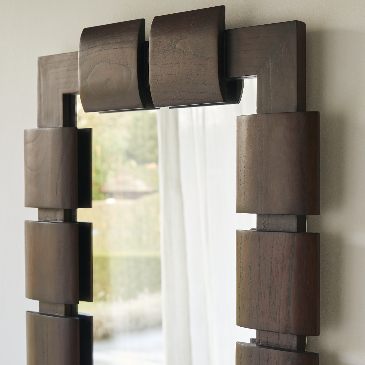 Miroir en Mindi foncé massif, ISAAC marron, TIKAMOON