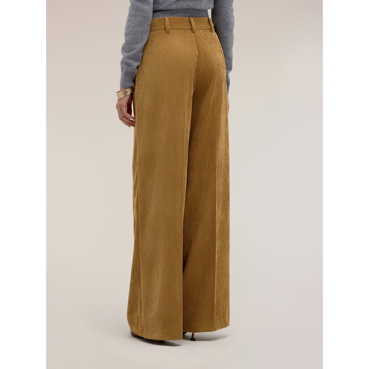 Pantalon palazzo côtelé jaune, MOTIVI